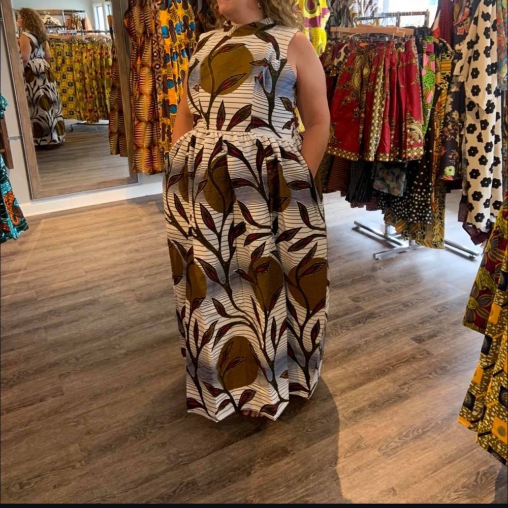 Elegant Leaf Print Sleeveless Dress